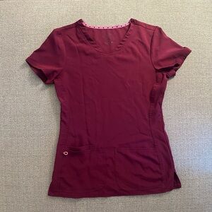 Women's V-Neck Burgundy Scrubs Top